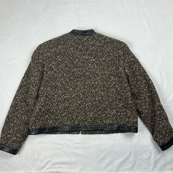 JONES NEW YORK wool tweed moto zip-up jacket with 100% leather trim - size 18W - Picture 6 of 6